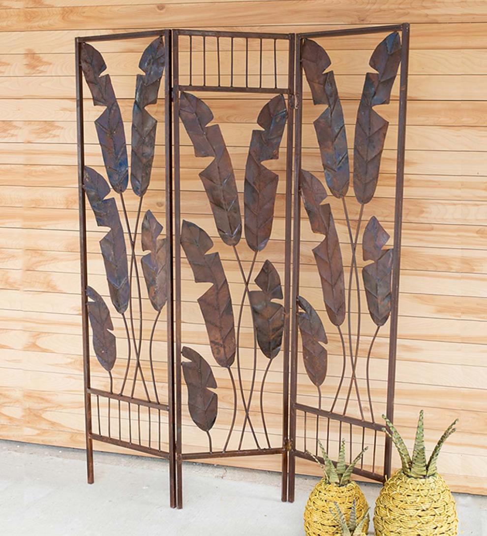 Plow &amp; Hearth Bedroom Furniture | Indoor Living Folding Banana Leaf Screen