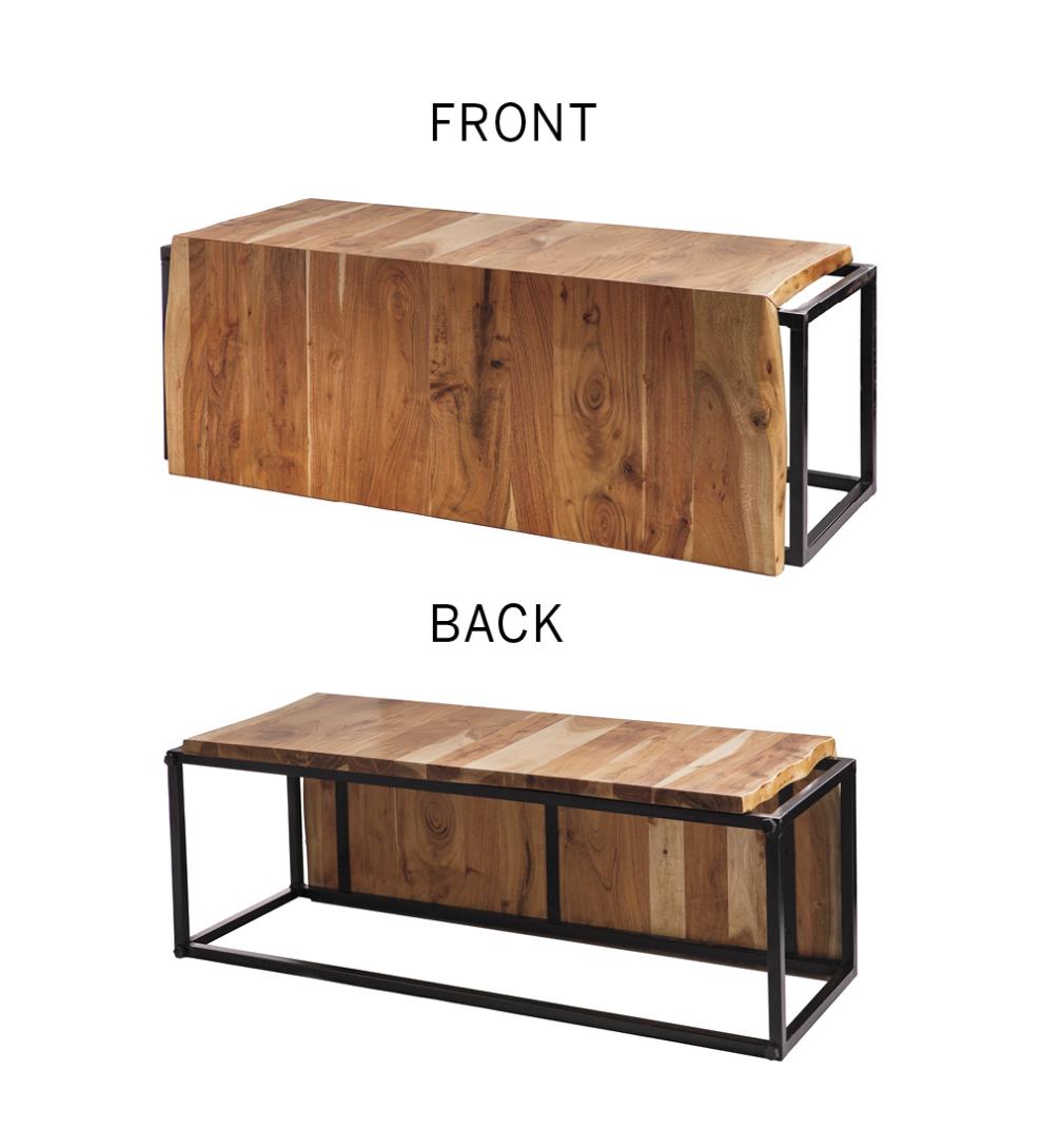 Plow &amp; Hearth Bedroom Furniture | Indoor Living Live-Edge Acacia Wood Waterfall Bench