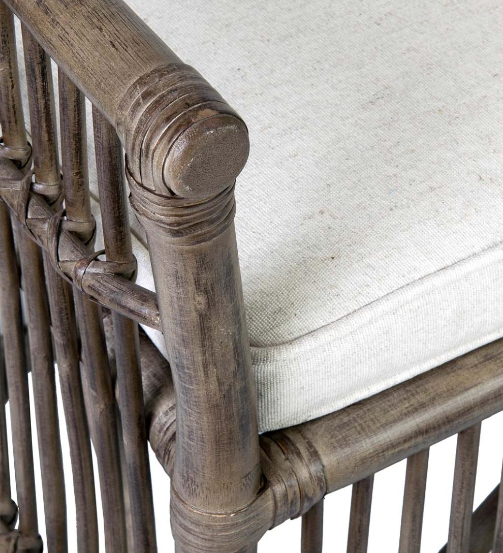 Plow &amp; Hearth Bedroom Furniture | Indoor Living Winston Double Rattan Bench With Cushion