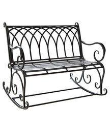 Plow &amp; Hearth Benches &amp; Chairs | Outdoor Living Black Metal Rocker Garden Bench - Black