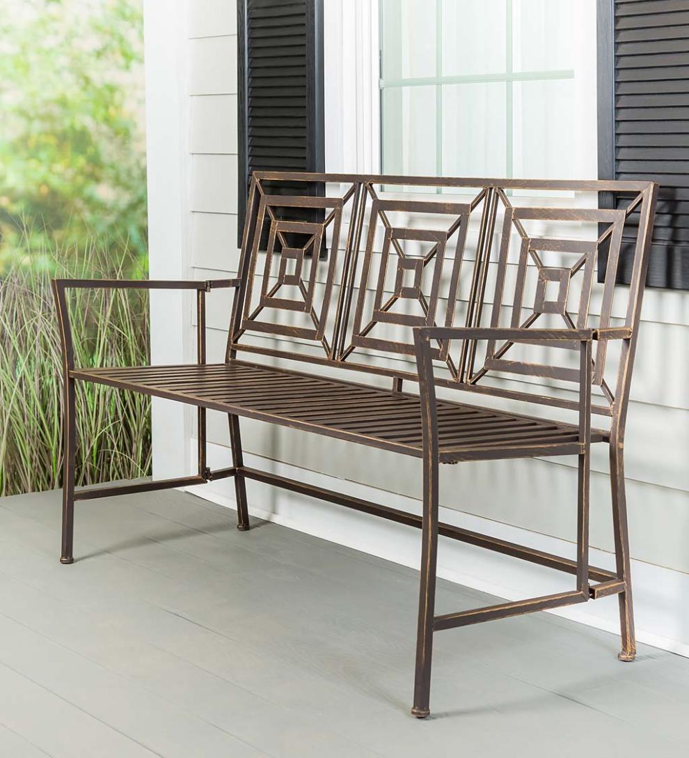 Plow &amp; Hearth Benches &amp; Chairs | Outdoor Living Bronze Metal Garden Bench - Bronze