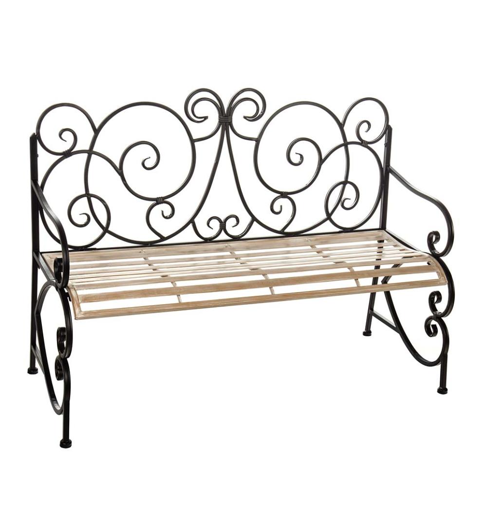 Plow &amp; Hearth Benches &amp; Chairs | Outdoor Living European Style Scroll Metal Garden Bench