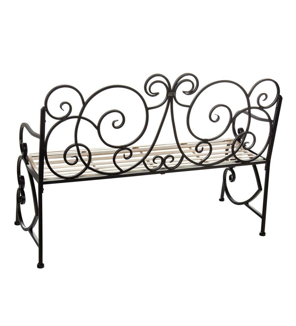 Plow &amp; Hearth Benches &amp; Chairs | Outdoor Living European Style Scroll Metal Garden Bench