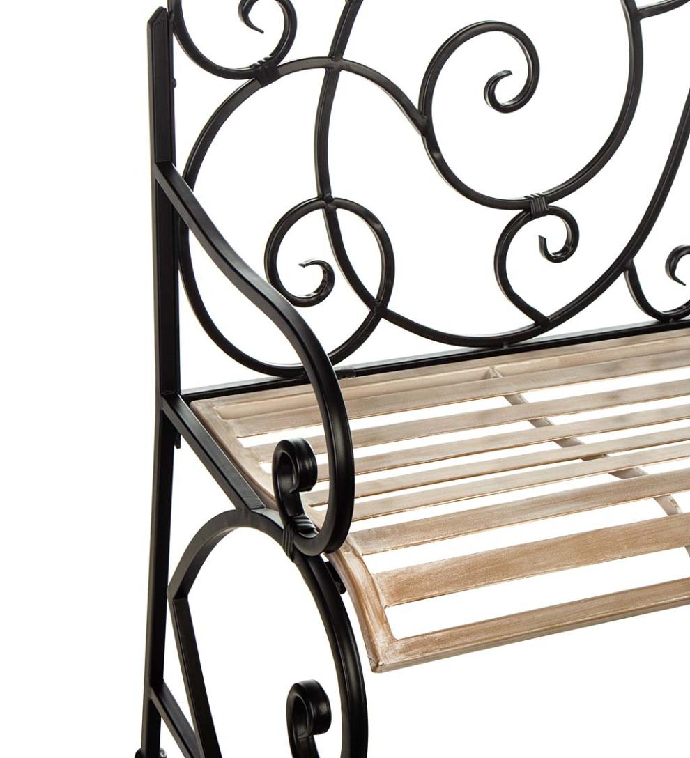 Plow &amp; Hearth Benches &amp; Chairs | Outdoor Living European Style Scroll Metal Garden Bench