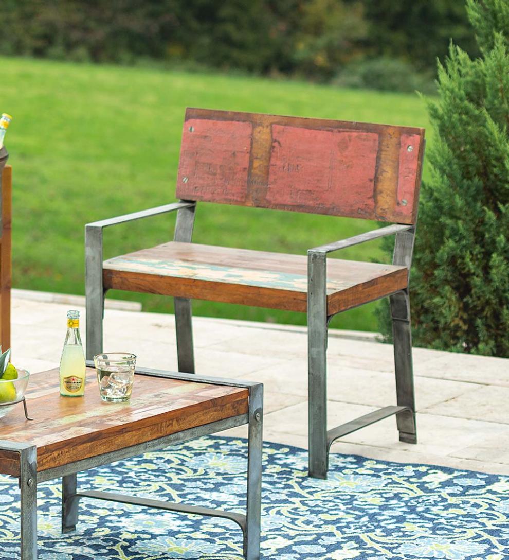 Plow &amp; Hearth Benches &amp; Chairs | Outdoor Living Greenwich Reclaimed Wood Outdoor Furniture Collection
