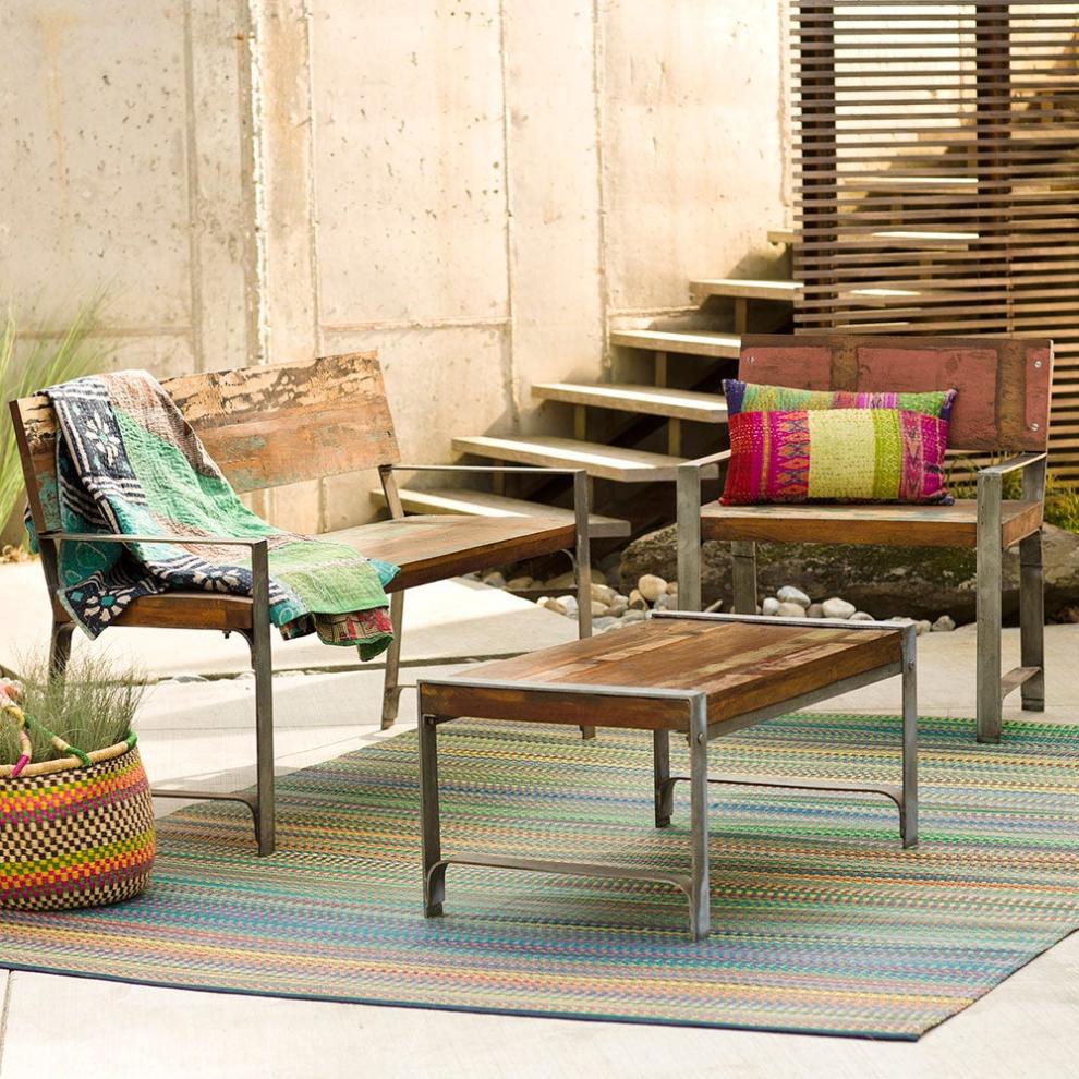 Plow &amp; Hearth Benches &amp; Chairs | Outdoor Living Greenwich Reclaimed Wood Outdoor Furniture Collection