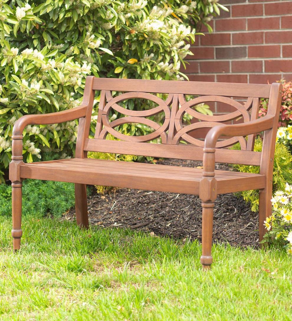 Plow &amp; Hearth Benches &amp; Chairs | Outdoor Living Hampton Eucalyptus Wood Garden Bench - Black