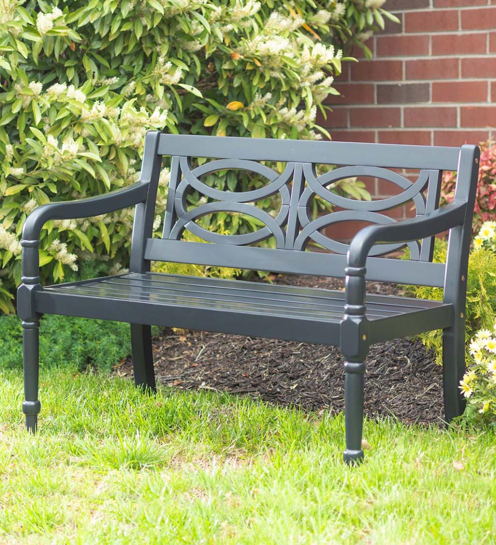 Plow &amp; Hearth Benches &amp; Chairs | Outdoor Living Hampton Eucalyptus Wood Garden Bench - Black