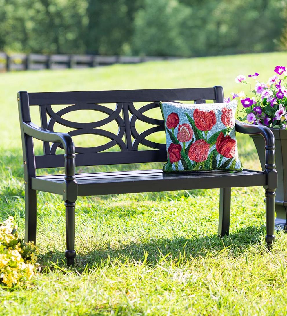 Plow &amp; Hearth Benches &amp; Chairs | Outdoor Living Hampton Eucalyptus Wood Garden Bench - Black