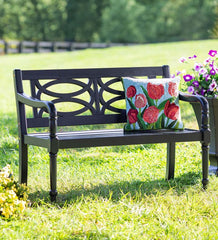 Plow &amp; Hearth Benches &amp; Chairs | Outdoor Living Hampton Eucalyptus Wood Garden Bench - Black