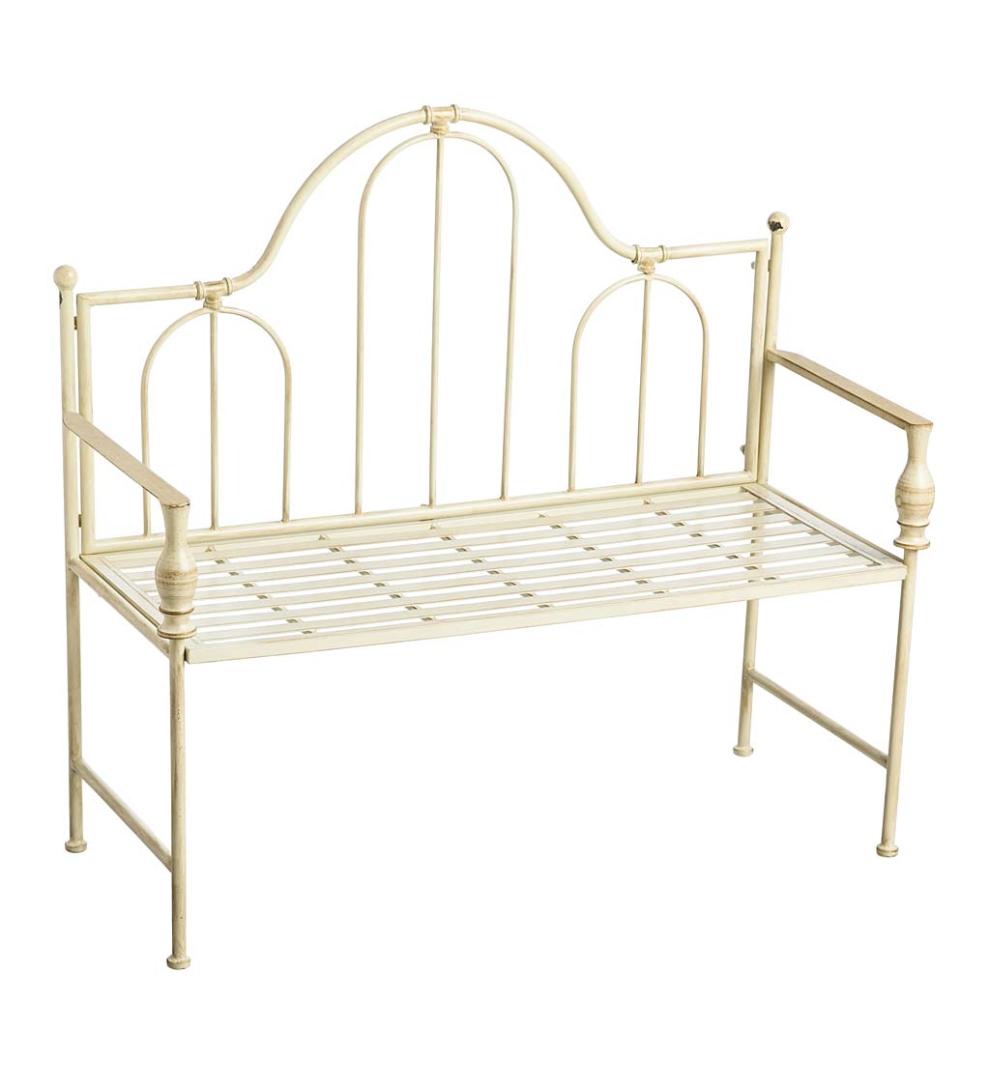 Plow &amp; Hearth Benches &amp; Chairs | Outdoor Living Headboard-Style Iron Bench With Vintage Finish
