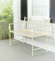 Plow &amp; Hearth Benches &amp; Chairs | Outdoor Living Headboard-Style Iron Bench With Vintage Finish