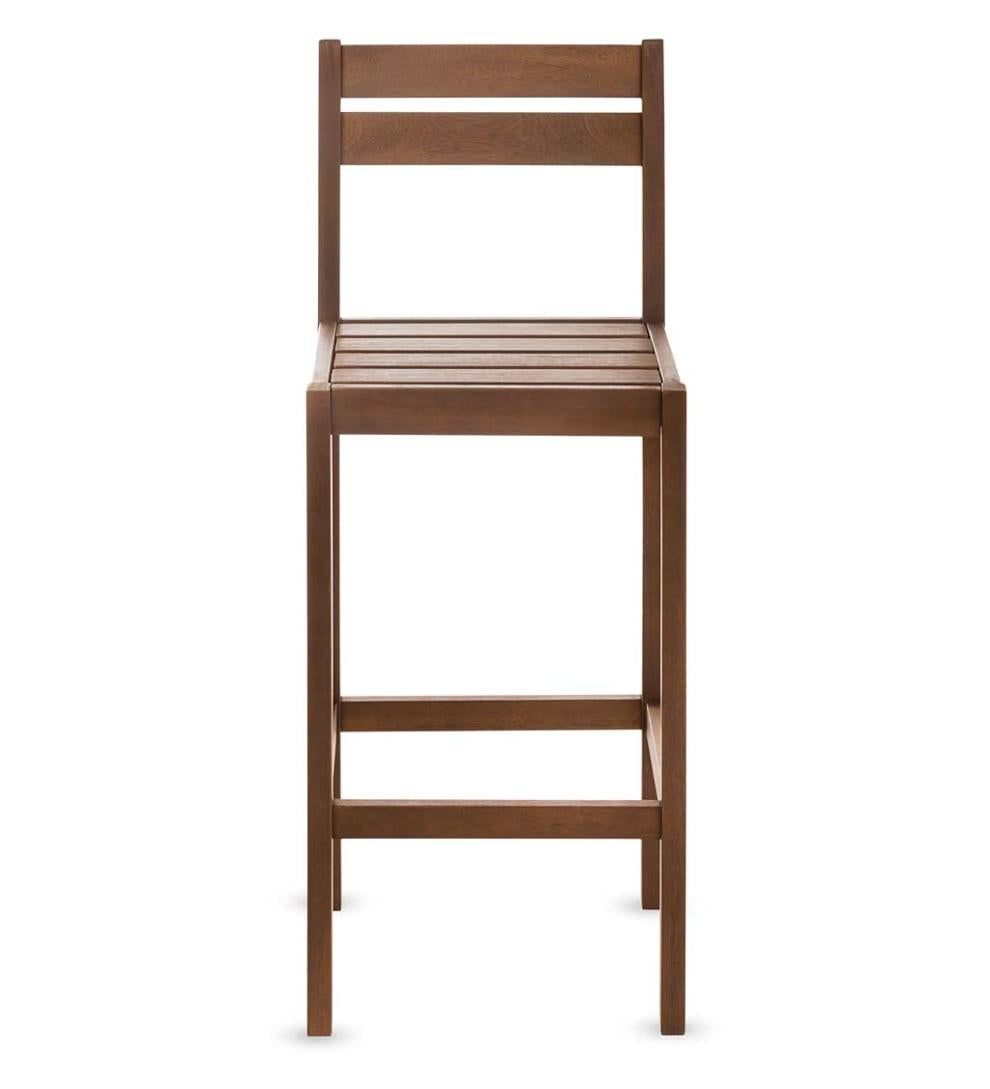 Plow &amp; Hearth Benches &amp; Chairs | Outdoor Living Lancaster Eucalyptus Outdoor Bar Set With Table And 2 Bar Stools, 3-Piece Set - Natural