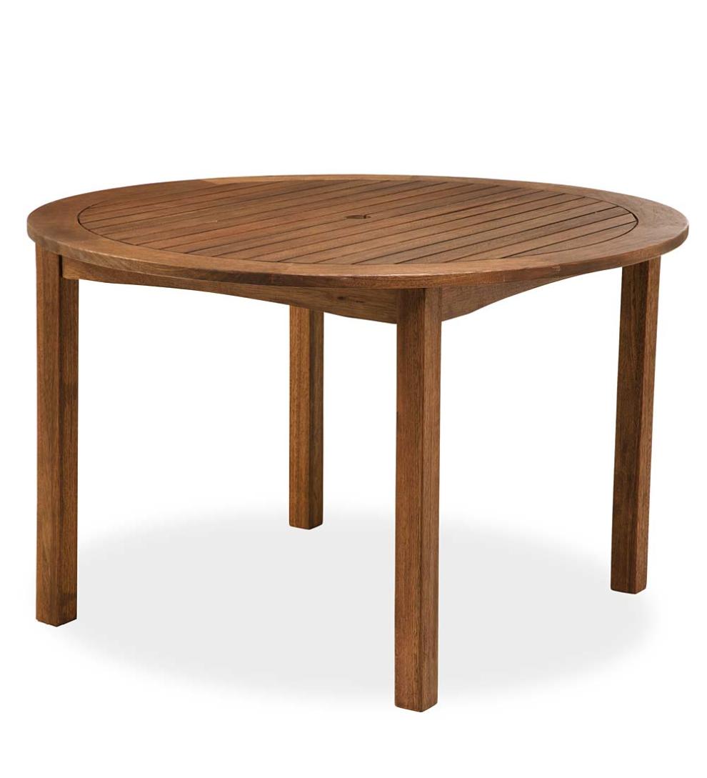 Plow &amp; Hearth Benches &amp; Chairs | Outdoor Living Lancaster Outdoor Furniture Collection, Eucalyptus Wood Round Table And 4 Chairs