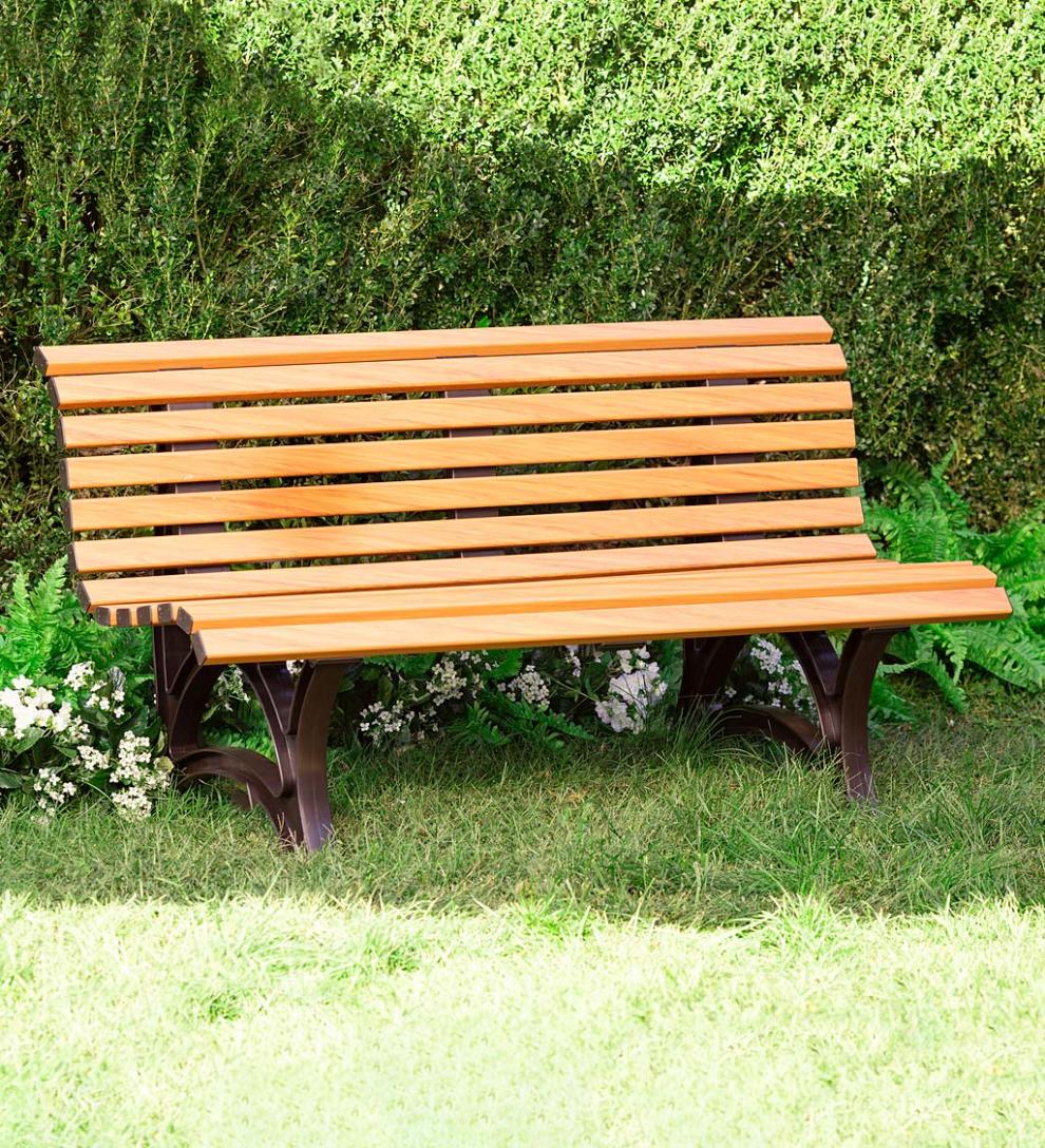 Plow &amp; Hearth Benches &amp; Chairs | Outdoor Living Large 3-Seater Weatherproof Pvc Garden Bench - Green