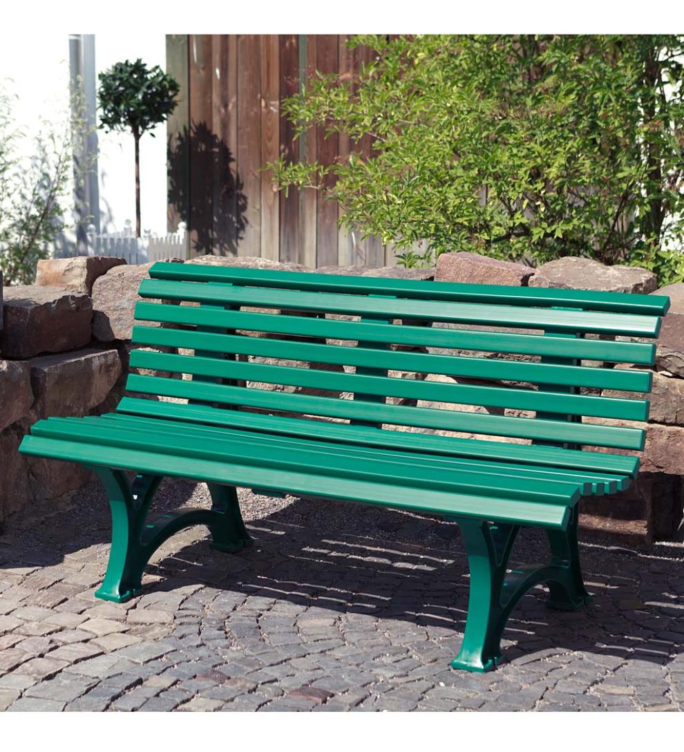 Plow &amp; Hearth Benches &amp; Chairs | Outdoor Living Large 3-Seater Weatherproof Pvc Garden Bench - Green