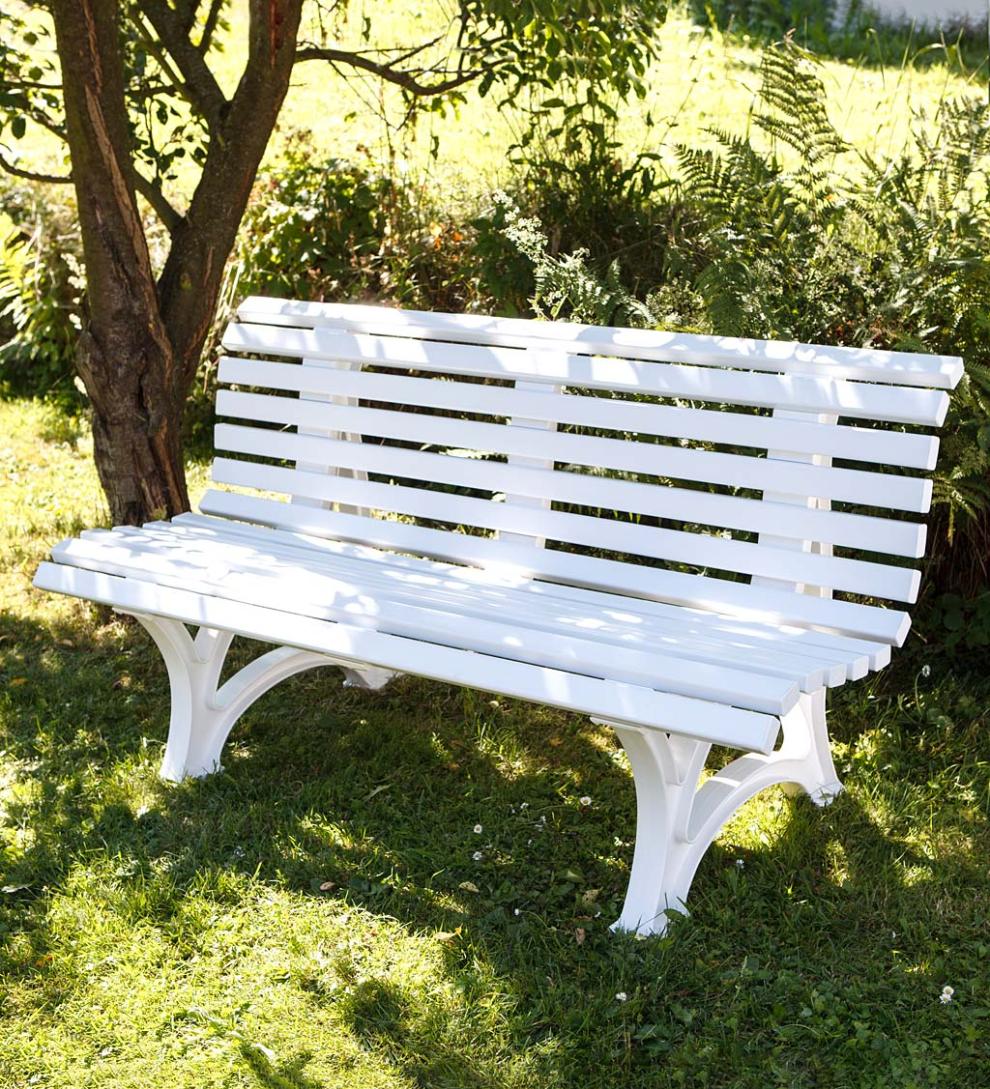 Plow &amp; Hearth Benches &amp; Chairs | Outdoor Living Large 3-Seater Weatherproof Pvc Garden Bench - Green