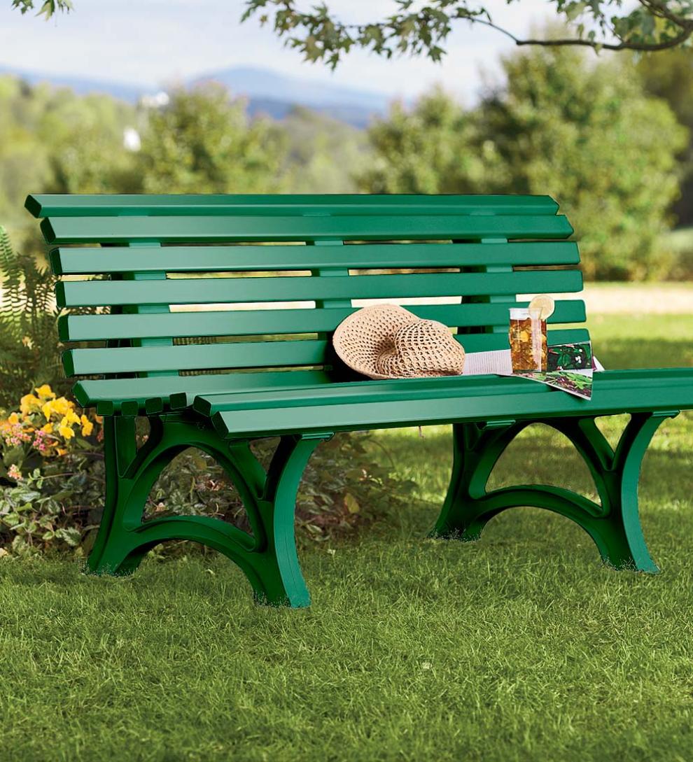 Plow &amp; Hearth Benches &amp; Chairs | Outdoor Living Large 3-Seater Weatherproof Pvc Garden Bench - Green
