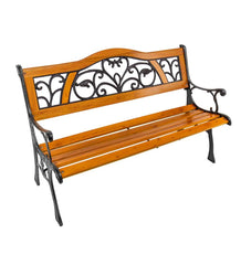 Plow &amp; Hearth Benches &amp; Chairs | Outdoor Living Metal And Wood With Vine Accent Garden Bench