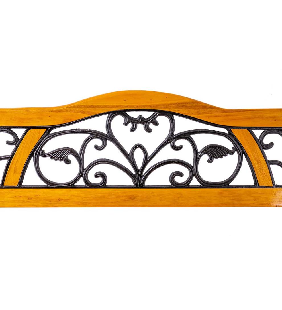 Plow &amp; Hearth Benches &amp; Chairs | Outdoor Living Metal And Wood With Vine Accent Garden Bench