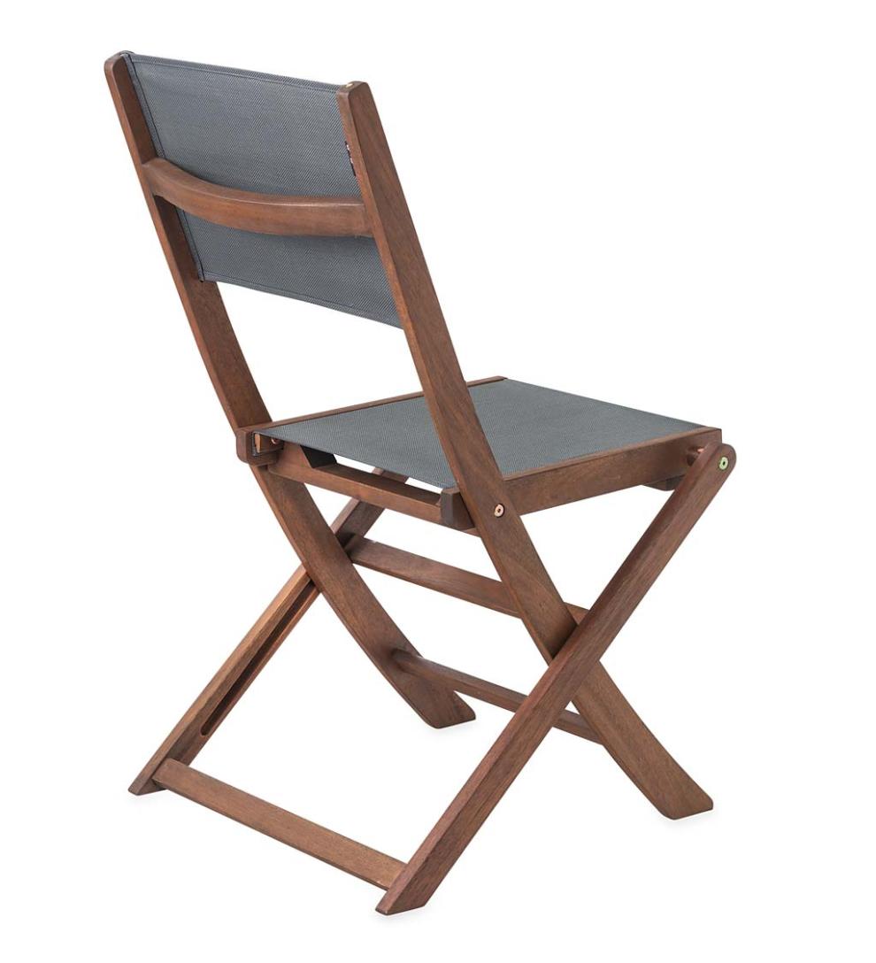 Plow &amp; Hearth Benches &amp; Chairs | Outdoor Living Outdoor Eucalyptus And Textilene Folding Chairs, Set Of 2