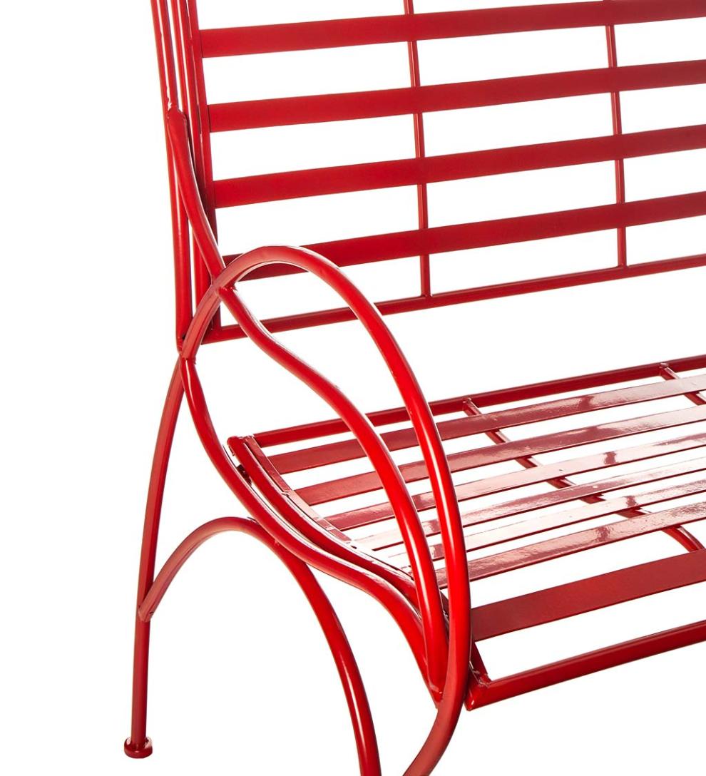 Plow &amp; Hearth Benches &amp; Chairs | Outdoor Living Red Metal Slat-Seat Garden Bench - Red