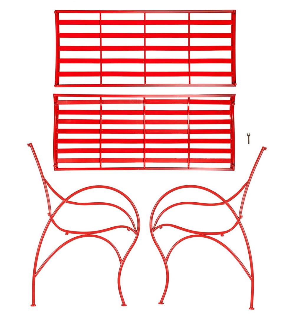 Plow &amp; Hearth Benches &amp; Chairs | Outdoor Living Red Metal Slat-Seat Garden Bench - Red