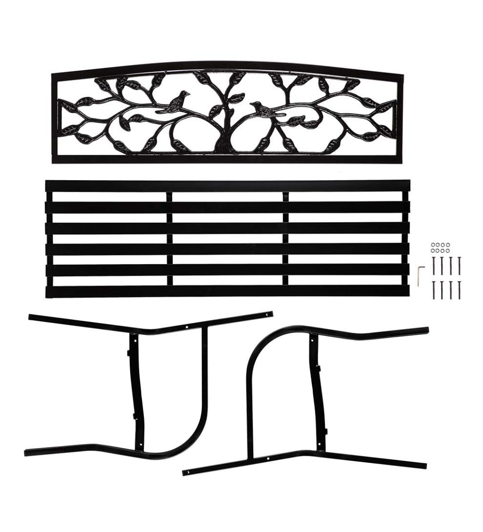 Plow &amp; Hearth Benches &amp; Chairs | Outdoor Living Tree Of Life Metal Garden Bench - Black