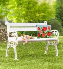 Plow &amp; Hearth Benches &amp; Chairs | Outdoor Living Weatherproof Pvc Garden Bench With Scroll Arms - White