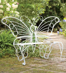 Plow &amp; Hearth Benches &amp; Chairs | Outdoor Living White Metal Butterfly Garden Bench