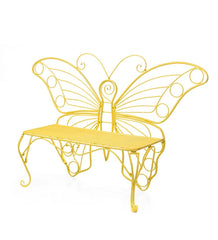Plow &amp; Hearth Benches &amp; Chairs | Outdoor Living Yellow Metal Butterfly Garden Bench - Yellow