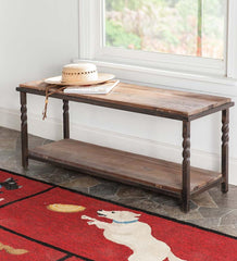 Plow &amp; Hearth Benches | Indoor Living Deep Creek Bench/Table With Metal Frame And Rustic Wood