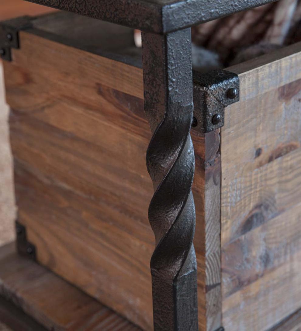 Plow &amp; Hearth Benches | Indoor Living Deep Creek Bench/Table With Metal Frame And Rustic Wood