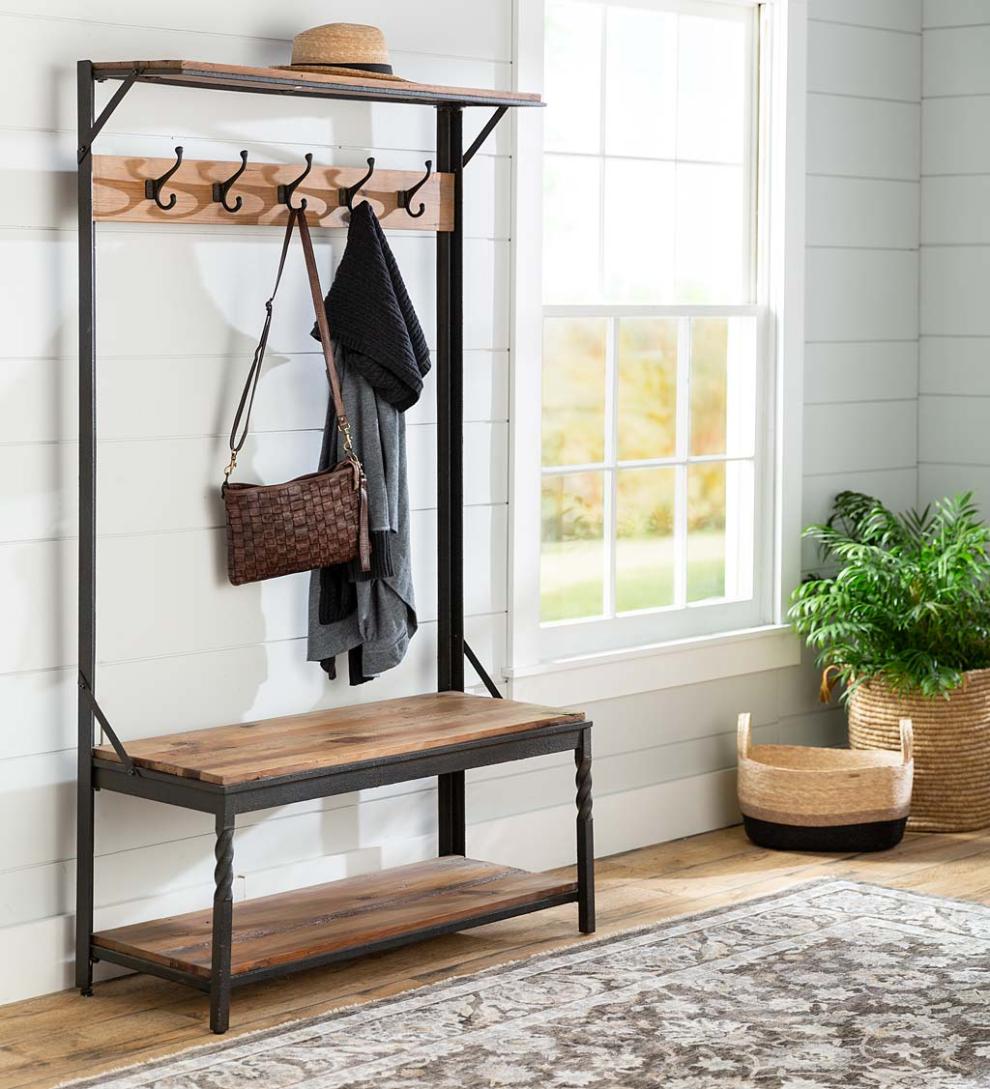 Plow &amp; Hearth Benches | Indoor Living Deep Creek Coat Rack - Walnut
