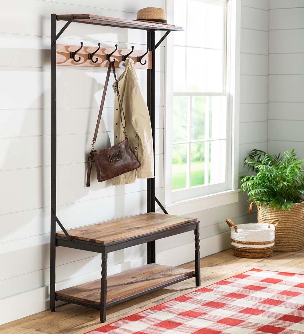 Plow &amp; Hearth Benches | Indoor Living Deep Creek Coat Rack - Walnut