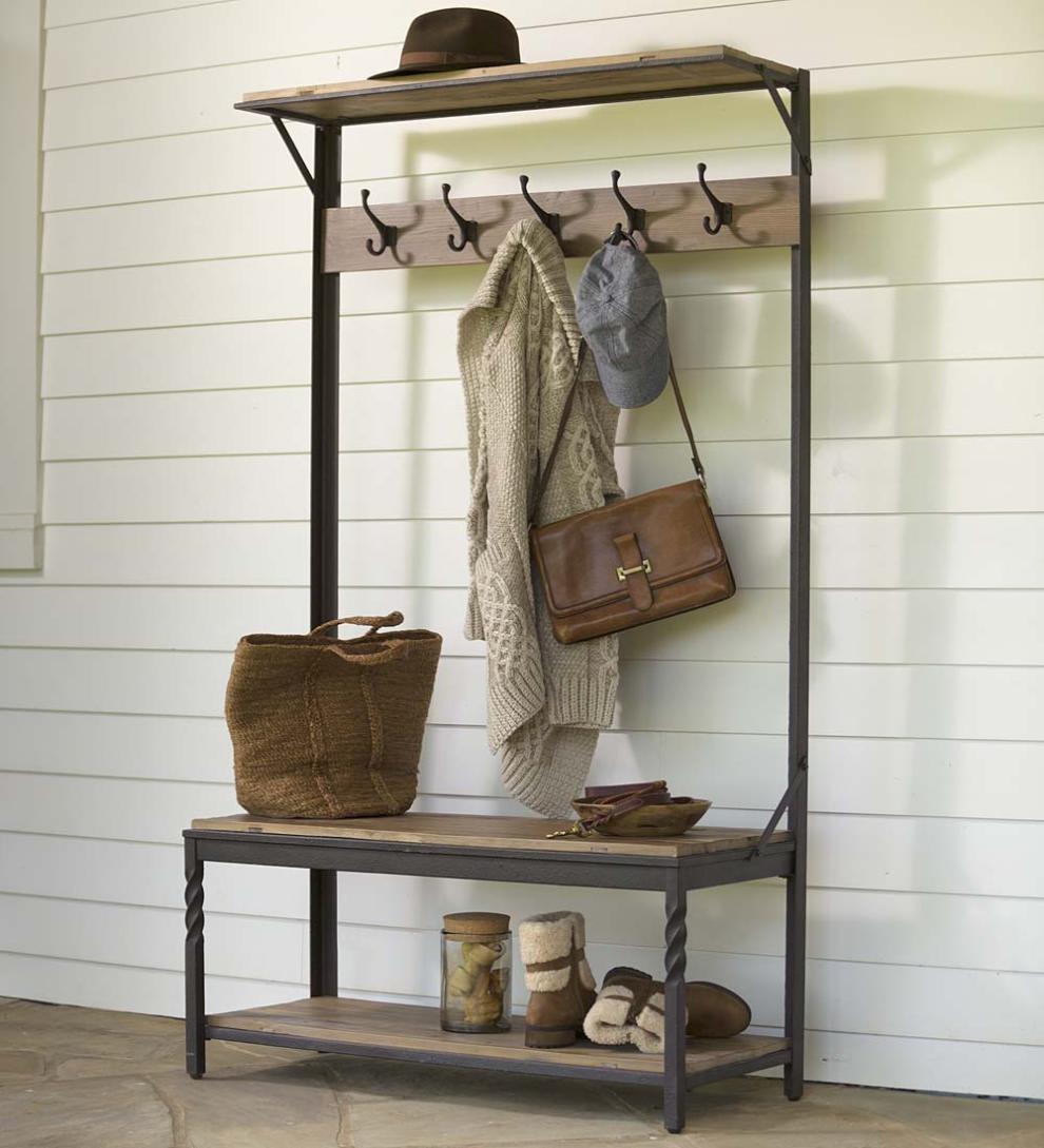 Plow &amp; Hearth Benches | Indoor Living Deep Creek Coat Rack - Walnut