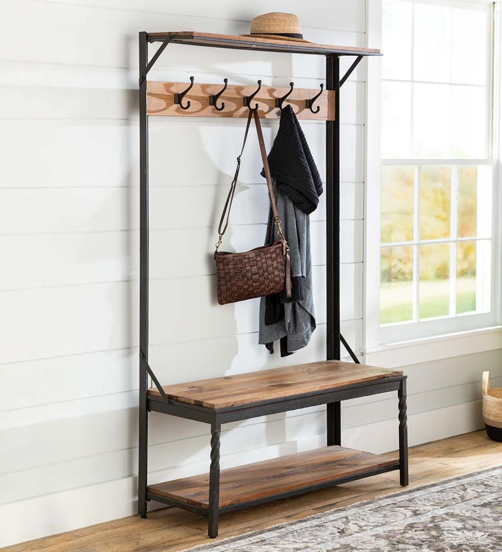 Plow &amp; Hearth Benches | Indoor Living Deep Creek Coat Rack - Walnut