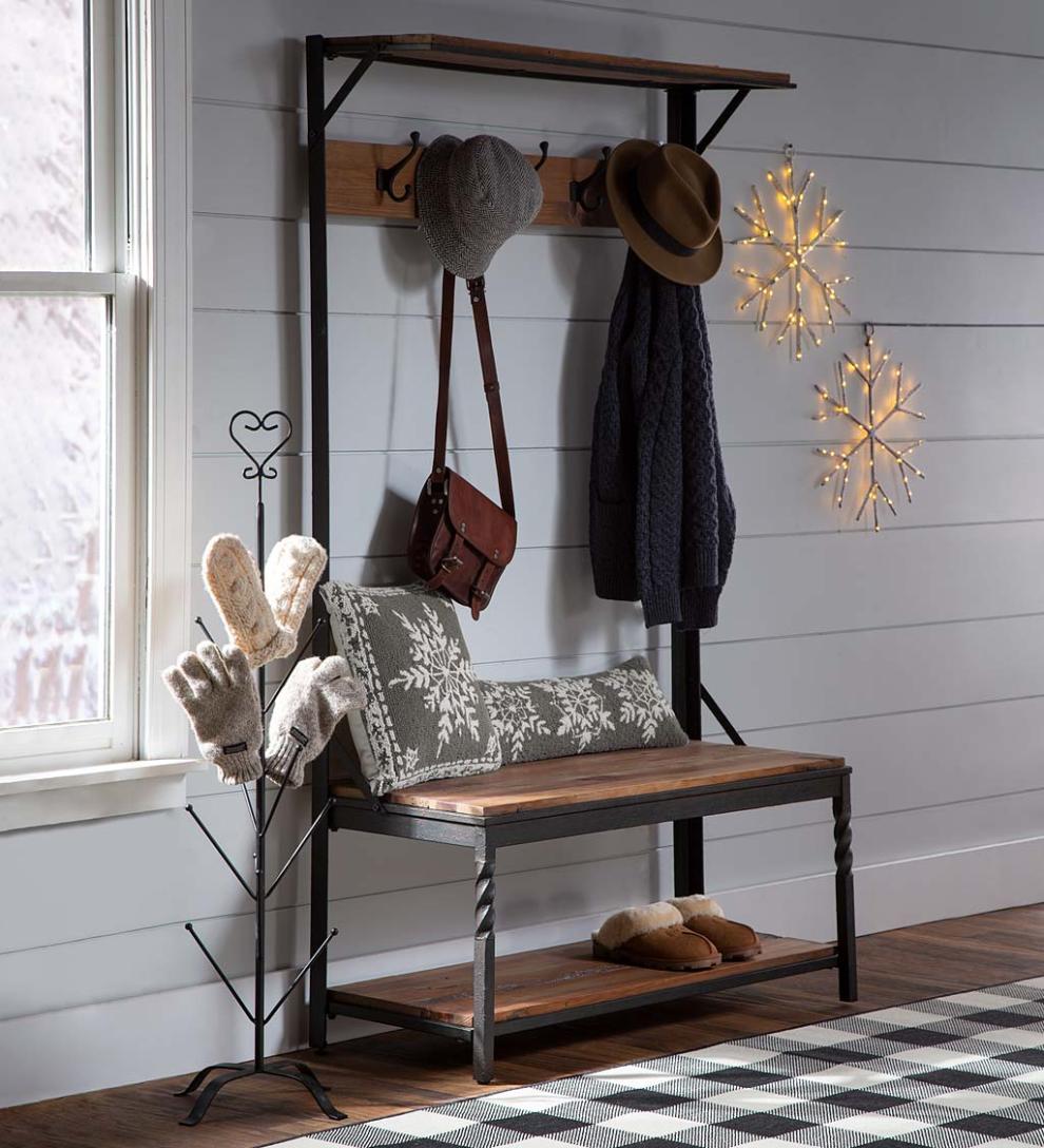 Plow &amp; Hearth Benches | Indoor Living Deep Creek Coat Rack - Walnut
