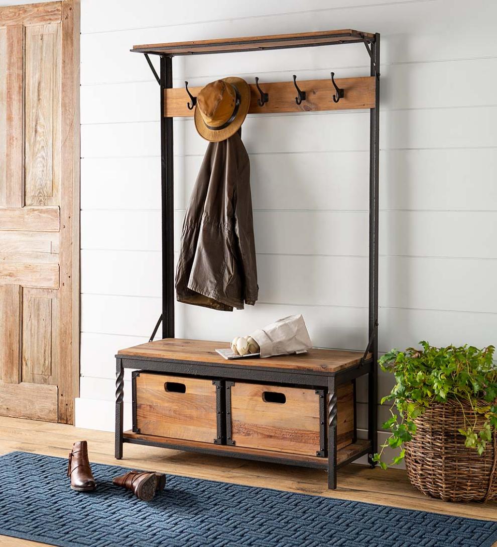 Plow &amp; Hearth Benches | Indoor Living Deep Creek Coat Rack - Walnut