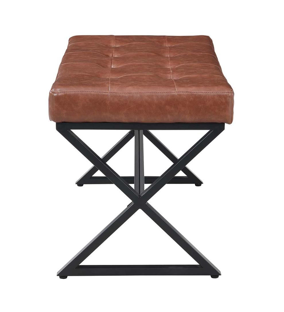 Plow &amp; Hearth Benches | Indoor Living Deluxe Upholstered Mid-Century-Style Bench - Gray/Chrome