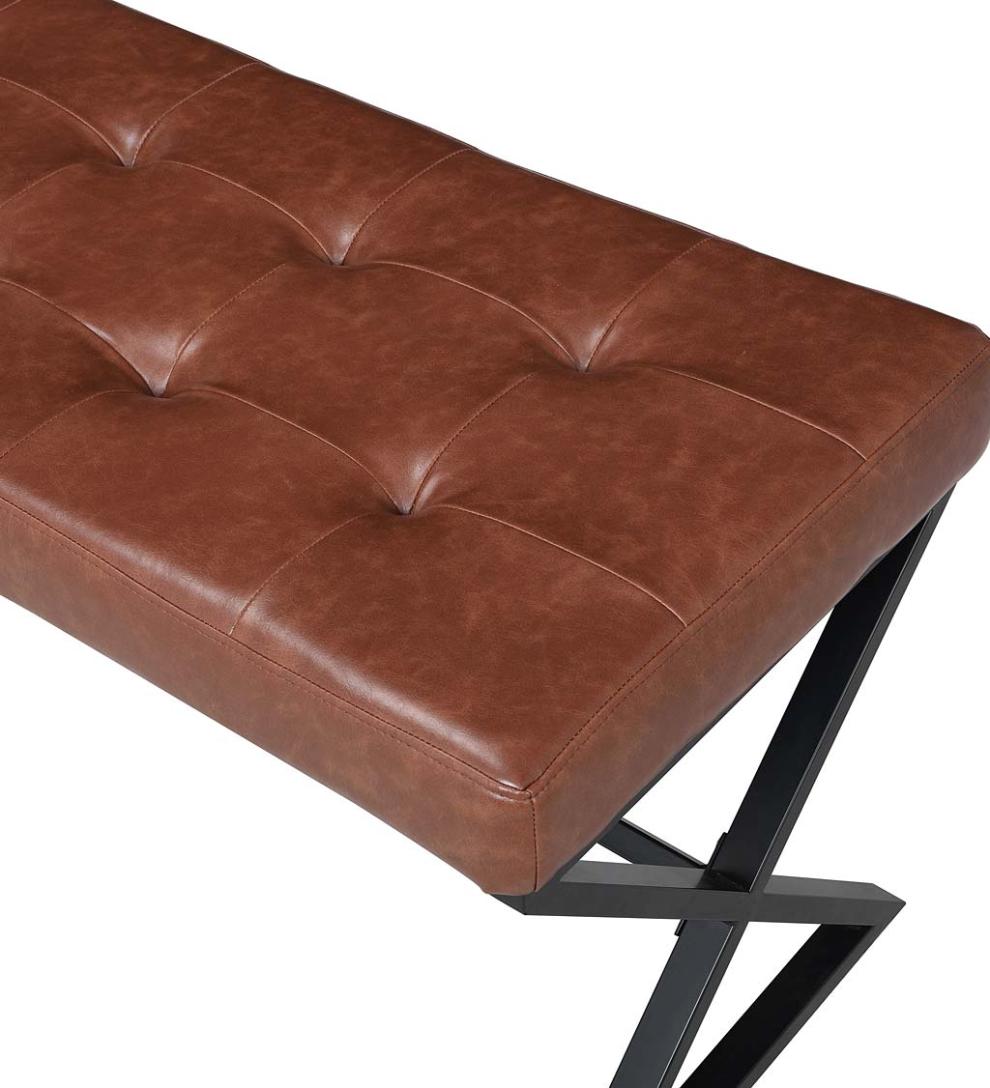 Plow &amp; Hearth Benches | Indoor Living Deluxe Upholstered Mid-Century-Style Bench - Gray/Chrome