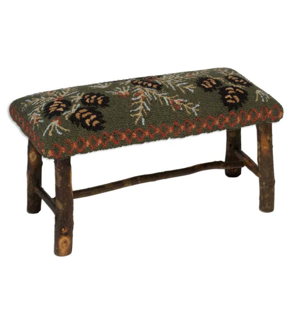 Plow &amp; Hearth Benches | Indoor Living Pine Cone Upholstered Bench