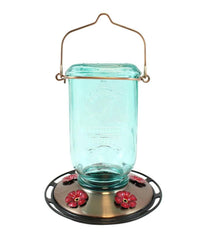 Plow &amp; Hearth Bird Feeders | Yard &amp; Garden 25-Ounce Vintage-Style Hanging Mason Jar Hummingbird Feeder