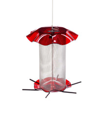 Plow &amp; Hearth Bird Feeders | Yard &amp; Garden Acrylic And Stainless Steel Hanging Nyjer Bird Feeder - Red