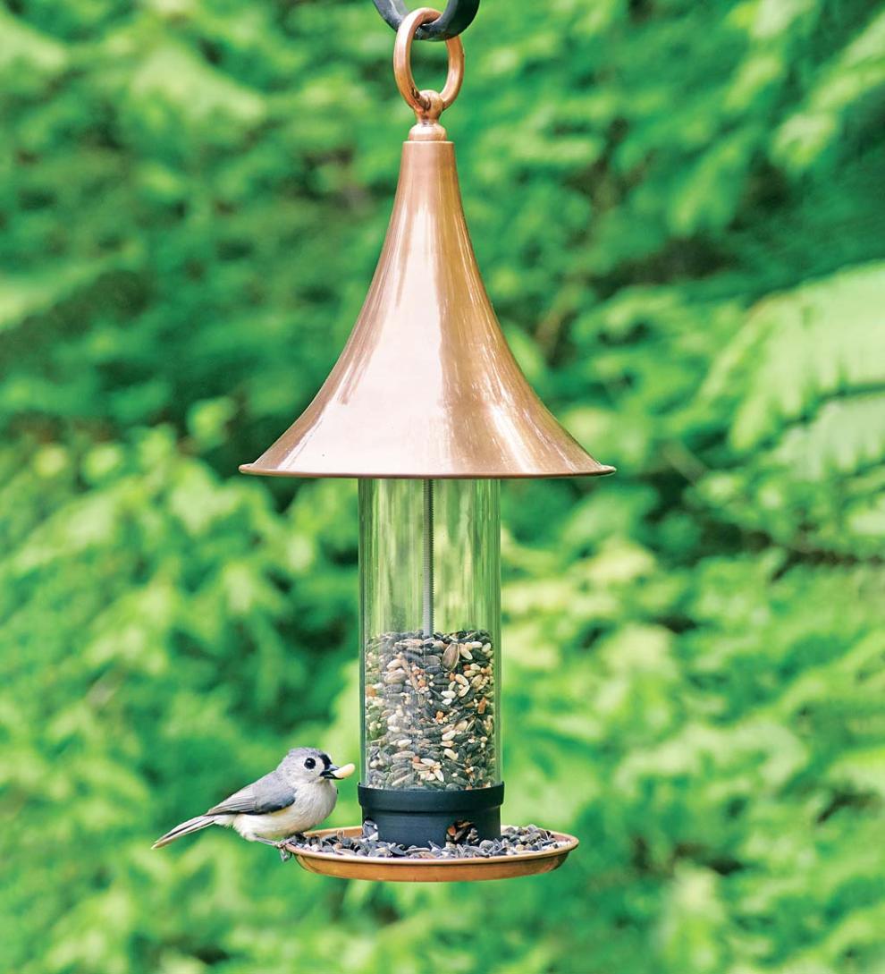 Plow &amp; Hearth Bird Feeders | Yard &amp; Garden Castella Copper Bird Feeder