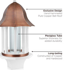 Plow &amp; Hearth Bird Feeders | Yard &amp; Garden Copper-Roofed Manor Bird Feeder With White Hardwood Columns