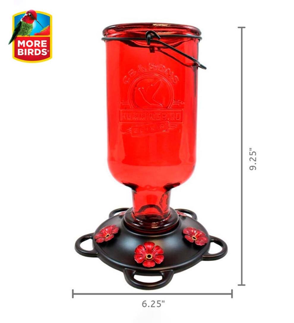 Plow &amp; Hearth Bird Feeders | Yard &amp; Garden Elixir 13-Ounce Vintage-Style Bottle Hummingbird Feeder