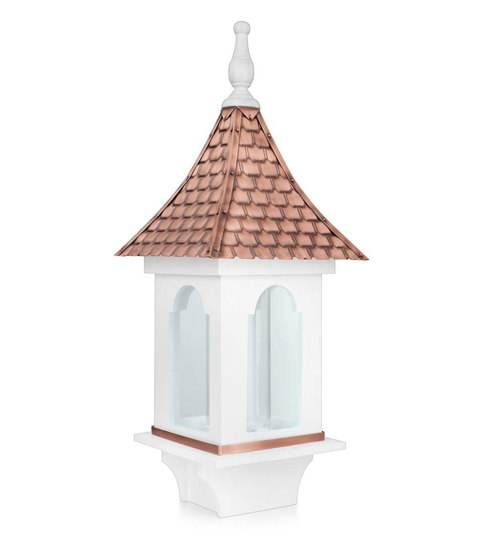 Plow &amp; Hearth Bird Feeders | Yard &amp; Garden Hand-Hammered Copper And White Hardwood Villa-Style Bird Feeder