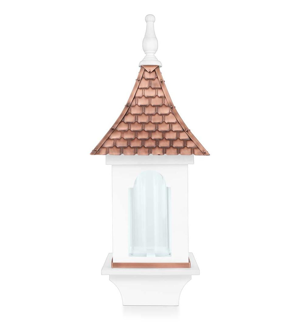 Plow &amp; Hearth Bird Feeders | Yard &amp; Garden Hand-Hammered Copper And White Hardwood Villa-Style Bird Feeder