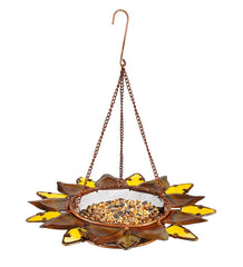 Plow &amp; Hearth Bird Feeders | Yard &amp; Garden Hanging Pieced Glass Sunflower Bird Feeder